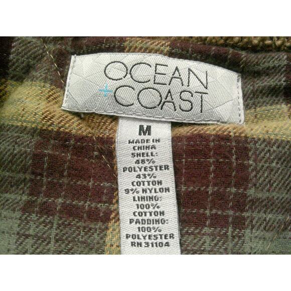 Ocean Coast Mens Brown Diamond Design Rib Collar Lined Zip Up Puffer Vest Medium - Picture 5 of 6